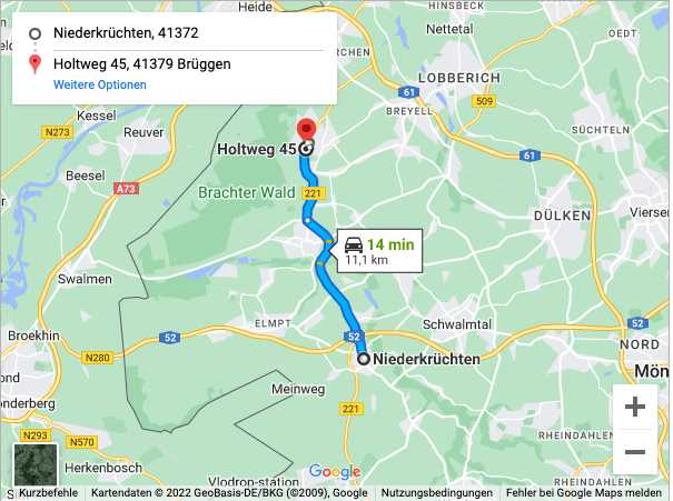 Rollladen Niederkrüchten Google Maps nach Brüggen